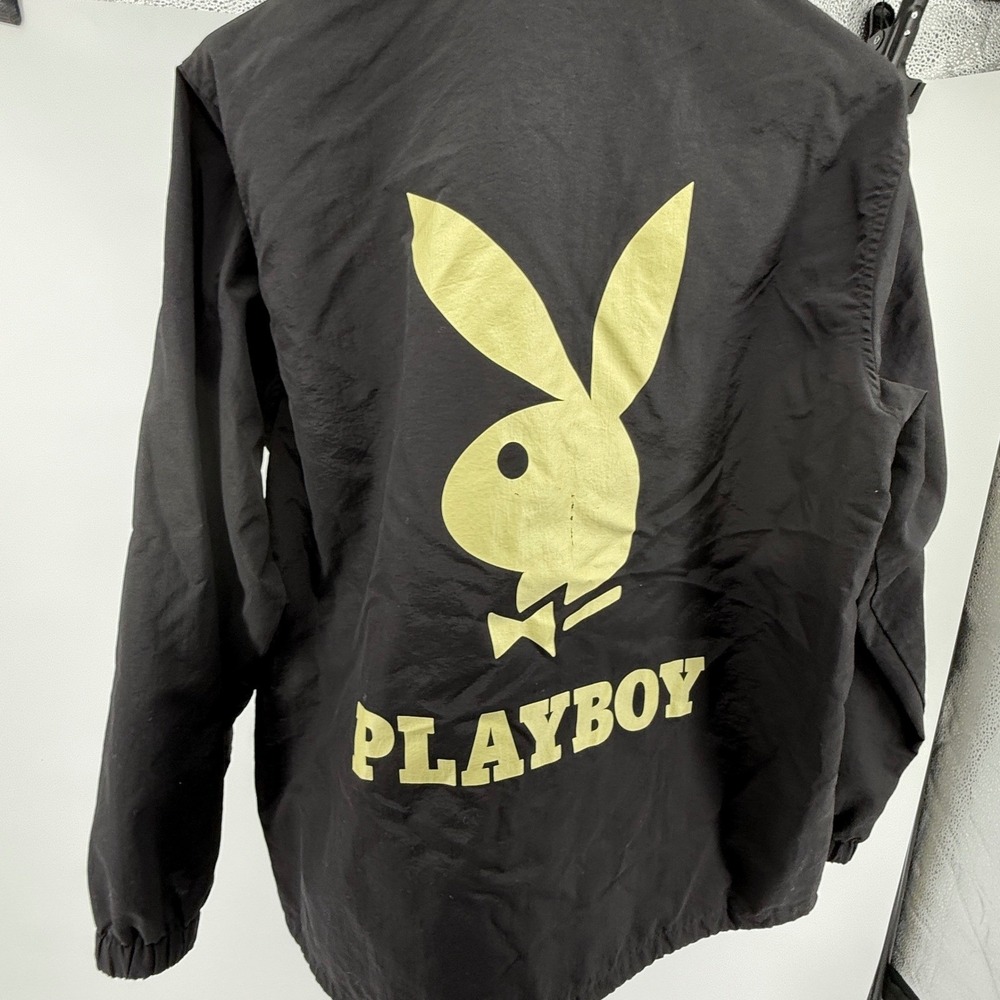 Playboy By Pacsun Jacket Windbreaker Men's Size Medium Black Button Up